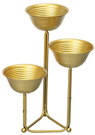 FLBT Pflanzenständer Moderner Blumentopfhalter Blumenständer Mehrschichtiges Dreieck Metall Bodenstehender Pflanzenständer Balkon Blumenständer Heimdekoration, Gold Perfekte Dekoration