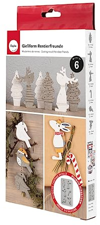 Rayher Silikongjutform renvänner, form med 6 individuella motiv, formstorlek 14,5 x 26 x 1 cm, för hällning med kreativ betong, smyckesbetong, raysinpulver, gjutharts, vax, 36133000