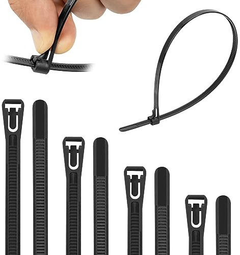 Armpow 100 Stück 7.6mm x 450mm Kabelbinder wiederverwendbar UV-Beständig Starkes Nylon Wiederlösbar Kabelbinder mit 50 kg Zugfestigkeit(Schwarz)