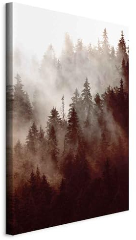 murando - Akustikbild Landschaft Bilder Akustikschaum Hochleistungsschallabsorber Schallschutz Leinwand 1 tlg Wandbild Raumakustik Schalldämmung Wald Nebel c-B-0483-b-a
