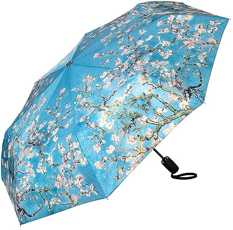Av liljeskal paraply fickparaply vincent van gogh mandelblomma konst vindtät på -till-automatisk stabil lätt kompakt, Turkos, L50/D100