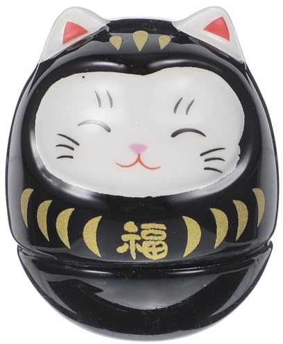 PRETYZOOM Maneki Neko Katzentür – Dekofigur aus schwarzem Keramik – Zen Spielzeug für Haus und Büro – ideal für Kinder und Freunde