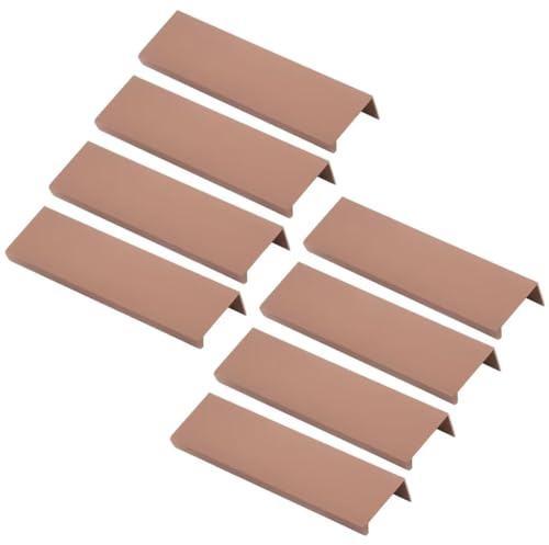 8 Stück versteckte Schrankgriffe, verdeckte Griffe, Fingerkante, versteckte Schubladengriffe für Zuhause, Küche, Schublade, Schrank, Möbel, Türgriffe, Aluminiumlegierung, Hellbraun