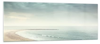 Panorama Bilder auf Glas Meer Strand Gehen Glasbild 140x50cm Wandbilder Dekoration Wohnzimmer Schlafzimmer Küche Groß XXL Wanddeko Bild im Glas Wand Kunstdruck Art Modern Wall Decor GAB140x50-5931