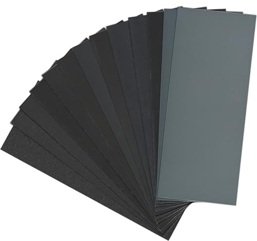 39 Sheets Wet and Dry Sandpaper 23 x 9 cm Sanding Paper Pack for Wood/Walls/Metal/Plastic, 120 to 3000 Assorted Grit Sandpaper Sanding Sheets for Automotive Sanding, Wood Furniture Finishing/Polishing