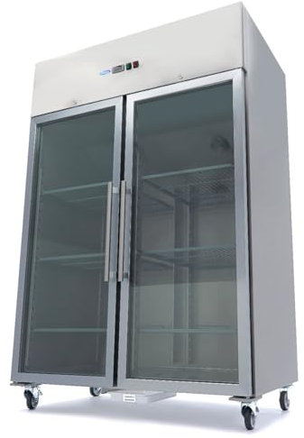 Maxima Congelatore - 1200L - 6 Ripiani Regolabili (2/1 GN) - Acciaio Inox - con Porta in Vetro