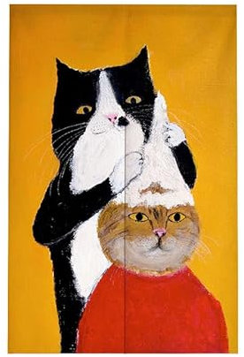 tür Vorhang 2x42.5x150cm Niedliche Katze Room Divider,Japanese Style Door Curtain Restaurant Entrance Hanging,Half Curtain Decorative Curtains,Küche Shop Tür Halber Vorhang
