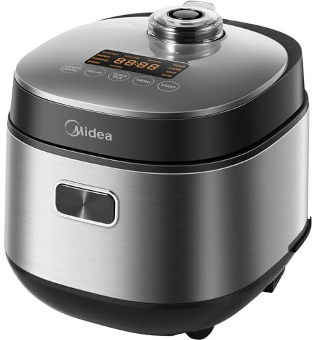 Midea rice cooker with 9 functions, 2L, 4 cups, for 1-3 persons, advanced heating technology, 30 min quick rice, non-stick coating, 24-hour keep warm & timer - STEAM COOKER INSERT, RICE COOKER SMALL