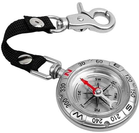 Boussole portable vintage pour alpinisme et randonnée, avec haute précision et mousqueton