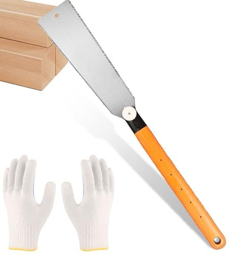 Sega giapponese da 270 mm con lama da 0,6 mm, sega a doppio bordo 7/12 in acciaio al carbonio, sega a mano rimovibile con guanti da lavoro, sega a tassello, sega a treno, per la lavorazione del legno,