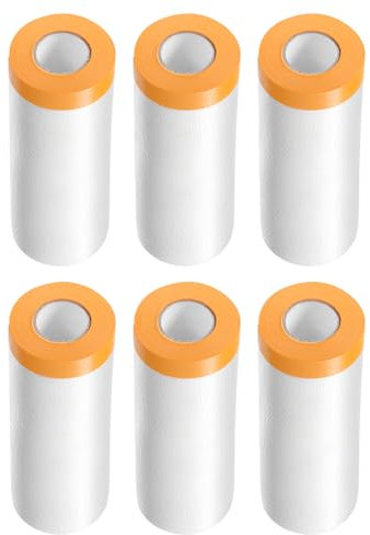 QUARKZMAN 6 Rollos de Película de Enmascarar Pre-Cubierta 35.4 x65.6Ft Cinta y Cubierta de Plástico para Pintores con Cinta Película de Plástico para Cubrir Pintura de Automóviles