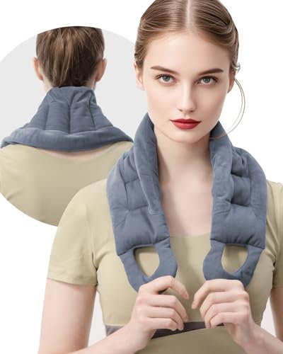 Wheat Bag Microwavable with Handles, 82 * 16cm Neck and Shoulders Wrap, Soft Microwave Heat Pack, Reusable Moist Heat Packs for Cold and Warm Compress