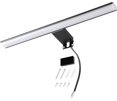 da LIGHT LED Spiegellampe 10W 750LM, Badzimmerlampe 42CM, IP44 Spritzwassergeschützt Spiegelleuchten, 4000K Neutralweiß Einfache Installation, Farbe Schwarz