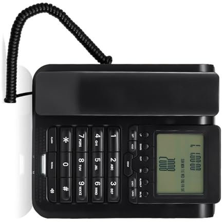 Téléphone fixe filaire avec grand bouton blanc, volume réglable, haut-parleur et écran LCD rétroéclairé pour la maison et le bureau