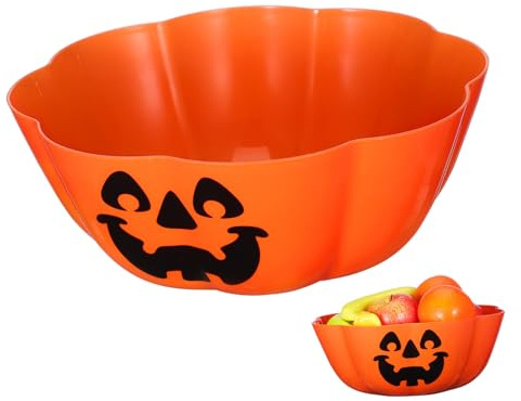 Garneck 1 PC Funny Ghost Pattern Halloween Fruit Salad Plate Orange Pumpkin Lantern Design Safe Materials Stylish Practical Capacity for Festive Decorations