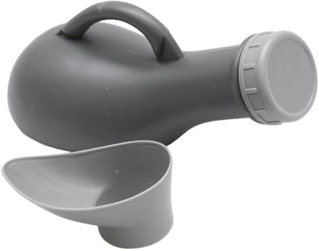 Urinal mit großem Fassungsvermögen, 1000 ml, für Damen und Herren, tragbare Urinflasche mit Deckel, klare Skala, kein Verschütten, geruchloses Design, leicht (grau)
