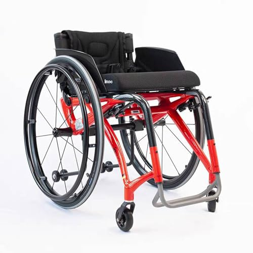 NRNQMTFZ Geländegängiger, ultraleichter Sportrollstuhl,Faltbarer Transportrollstuhl mit chnellverschluss, Rahmen aus Aluminiumlegierung,Selbstfahrer Rollstuhl Mit Handbremse(Seat Width 40cm/15.7in,A)