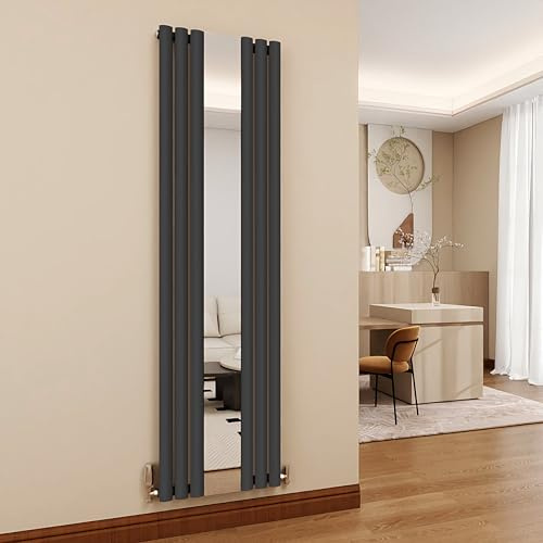 SKY BATHROOM 1800x499mm Modern Vertical Mirror Radiator Anthracite Single Column Central Heating Radiator