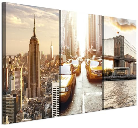 LUMASOUL Quadri Moderni Soggiorno su 3 Tele - Quadri Camera da Letto Motivo Città - Poster da parete con cornice in legno e telaio - Stampe da Parete 90x60 cm Motivo Architettonico - Nero - Bianco