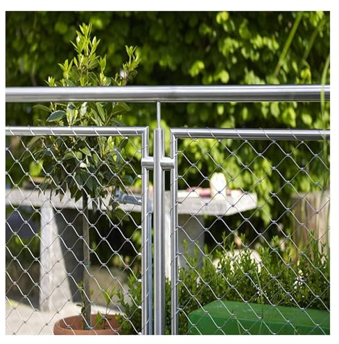 DTVEW Edelstahlseilnetz, Sicherheitsnetz für Balkone 6cm/1,5mm Tier und Geflügelkäfignetz, Dehnbares Geländerfüllungsnetz(0.8x18m)