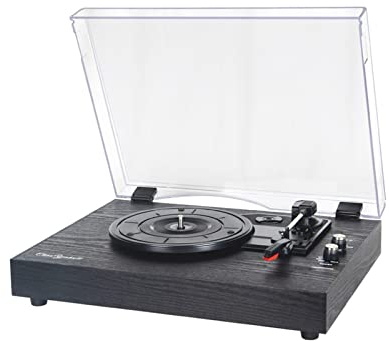 Fonografo portatile vintage 33/45 / 78 RPM Giradischi Vinile LP Record Phono Player Grammofono Altoparlante Lettore musicale giradischi in vinile vintage(Noir)