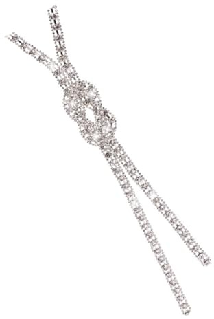 Hohopeti Collana Lunga Ciondolo a Nodo in Lega Strass, Catena per Maglioni in Argento, Girocollo Invernale Elegante per Donna, Accessorio Luminoso e Resistente per Uso Quotidiano e Regali