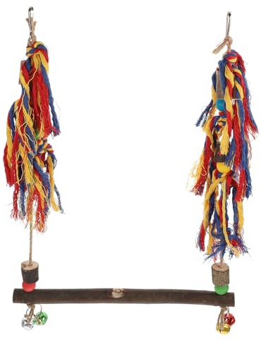 Cabilock Columpio de Loro de Madera Grande para Mascotas, Perchero y Juguete Colgante para Pollos y Aves, Accesorio Divertido para Jaula, Juego de Escalada Seguro y Natural