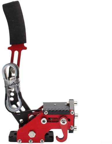 Freno de mano USB de 16 bits para simulación de carreras de PC, tensión ajustable, construcción de aleación de aluminio, resistencia lineal realista, compatible con Logitech G27 (rojo)
