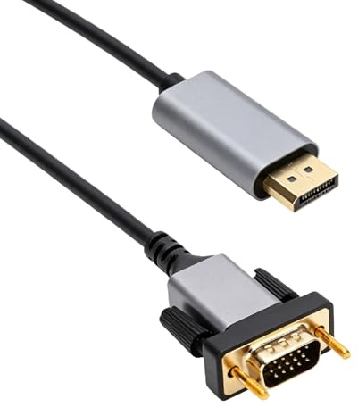 VBESTLIFE Cable DisplayPort a VGA, Adaptador de Conector Chapado en Oro de 2 Metros y 6,56 Pies, para Monitor Full HD de 1080p, Proyector, Ordenador Portátil y Escritorio