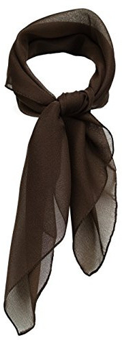 TigerTie Feines Damen Chiffon Nickituch in dunkelbraun einfarbig Uni - Größe 58 cm x 58 cm - Tuch Halstuch Schal