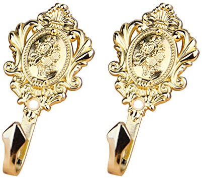 LIOOBO 1 Paar Vintage Gardinenhaken aus Zinklegierung Vorhang Raffhalter Rose Muster Vorhang Holdbacks (Gold)