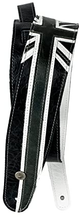 D'Addario Accessories Premium Leder Gitarrengurt Union Jack schwarz und weiß (25PRL04)