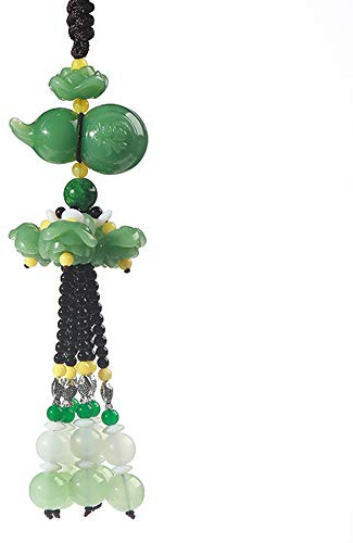 FengShuiGe Chinese Traditional Style Green Crystal Hanging Decoration House Door Window Charm Hanging Pendant Amulet Pray for Luck Safety (Gourd)