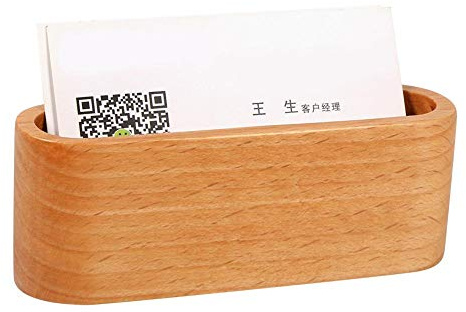 1 Stück Holz Visitenkartenhalter Kreative Schreibtisch Visitenkarte Aufbewahrungsbox Holz Karte Fall für Herren Frauen Bürobedarf. (Holz Farbe/Braun)(Hölzerne Farbe)