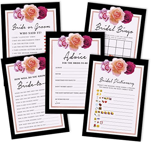 Inkdotpot Blumen Theme Junggesellinnenparty Spiele Eingestellt 5Er Bündel (Aktivitäten Für 50 Gäste) Spaß Brautdusche Spiele Eingestellt