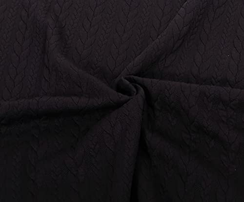 Dehnbarer Strickstoff mit Zopfmuster in Schwarz als Meterware zum Nähen, 50 cm