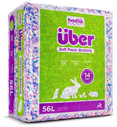 PETSPICK Uber Litière en papier souple pour petits animaux, confettis, 56 L