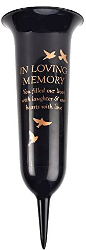 Black Graveside Memorial Spiked Flower Vase - In Loving Memory