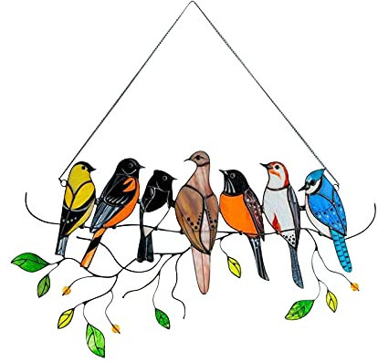 YFCTLM Cazador de Sol Plexiglass Manchado Suncatcher Panel de la Ventana Serie de Aves Adornos de Arte Colgante Decoración del hogar Decoración de Arte para el jardín del jardín