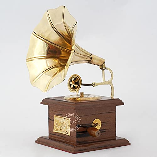 Hind Handicrafts Handgemachtes Vintage-Attrappe, Grammophon, für Tischdekoration, Schaustück, 10,2 x 10,2 x 15,2 cm