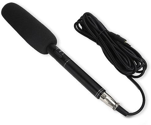 Lazmin112 Hochempfindliches Interviewmikrofon, Kabelgebundenes Tragbares Handmikrofon mit Ein- und Ausschalter für Kamera Schwarz (schwarz 28cm)