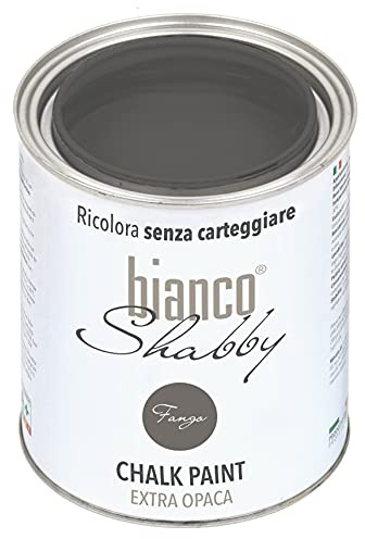 bianco Shabby® Fango (Schlamm) - (1 Liter) Chalk Paint Kreidefarbe auf Wasserbasis für alle Oberflächen – geruchsneutral, einfach zu verarbeiten, extra matt