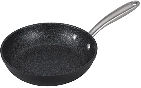 Prestige Scratch Guard Non Stick Frying Pan 21cm - Suitable as Induction Frying Pan, Scratch Resistant, Easy Cleaning Ceramic Exterior with Steel Base, Oven & Dishwasher Safe Cookware, Black