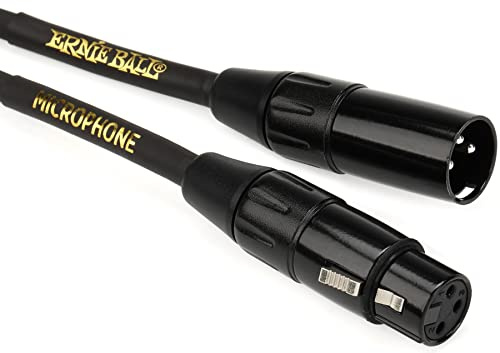 Ernie Ball, Cavo microfonico XLR classico, Maschio/Femmina, 6,10 m, Nero