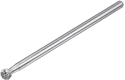 sourcing map Carbide Burrs Rotary Files, Double Cut Ball Tungsten Carbide Tip 8mm Cutting Head 6mm Shank 100mm (4-Inch) Length for Wood Metal Stone Polishing