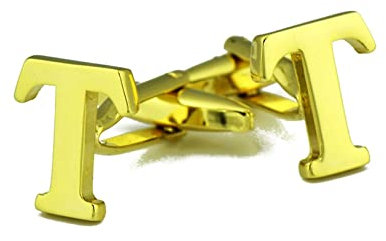 Whoiy Manschettenknöpfe Herren Initialien T, Manschettenknöpfe Herren Hochzeit Gravur Vergoldet Gold Manschettenknöpfe für Männer Anzughemd