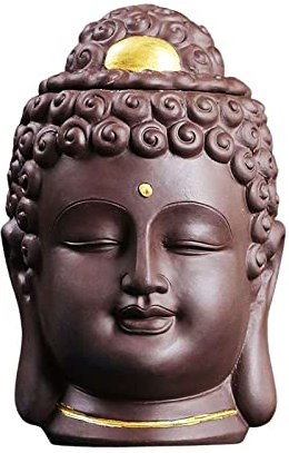 Tarro de cerámica, azucareros grandes con tapa, tarro de almacenamiento en forma de cabeza de Buda, cuencos de sal y pimienta, caja de condimento de cuenco de sal de cerámica, Zen Decor Home Decoratio