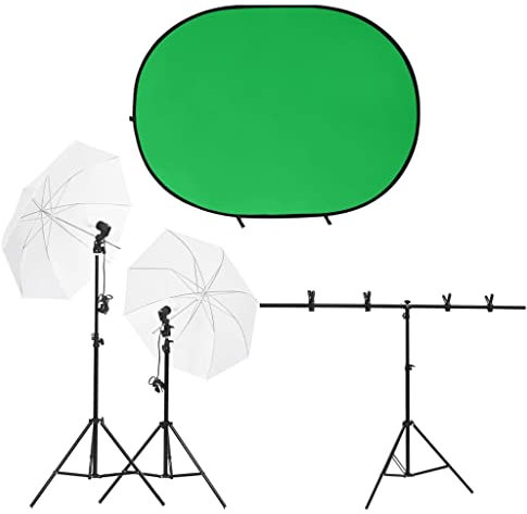 vidaXL Fotostudio-Set mit Leuchten und Hintergrund, Fotostudio Set, Studio Set, Tageslichtlampe, Fotografie Set, Fotostudio Beleuchtung