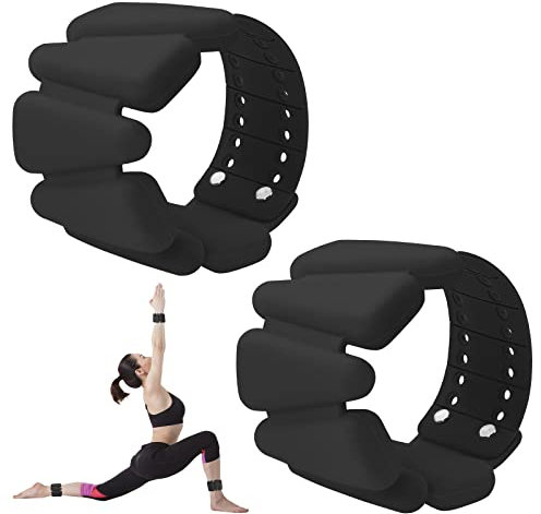 MXiiXM Handgelenkgewichte 2er Set, Verstellbare Silikon Gewicht Armbänder für Frauen & Männer, Tragbare Knöchel-Handgelenkgewichte Geeignet für Yoga, Tanz, Pilates, 0,9 kg/1,8 kg (1,8 kg, Schwarz)
