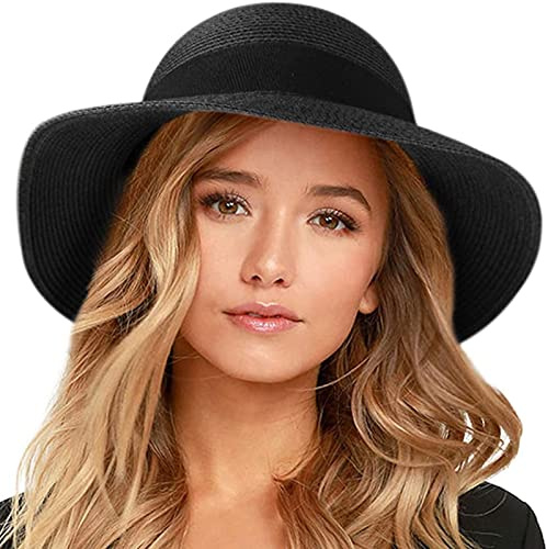 FURTALK Damen Sonnenhut UV-Schutz Strandhut UPF Strohhut mit Breite Krempe